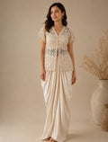 Mira Peplum Set with Drapped Skirt