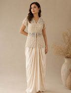 Mira Peplum Set with Drapped Skirt