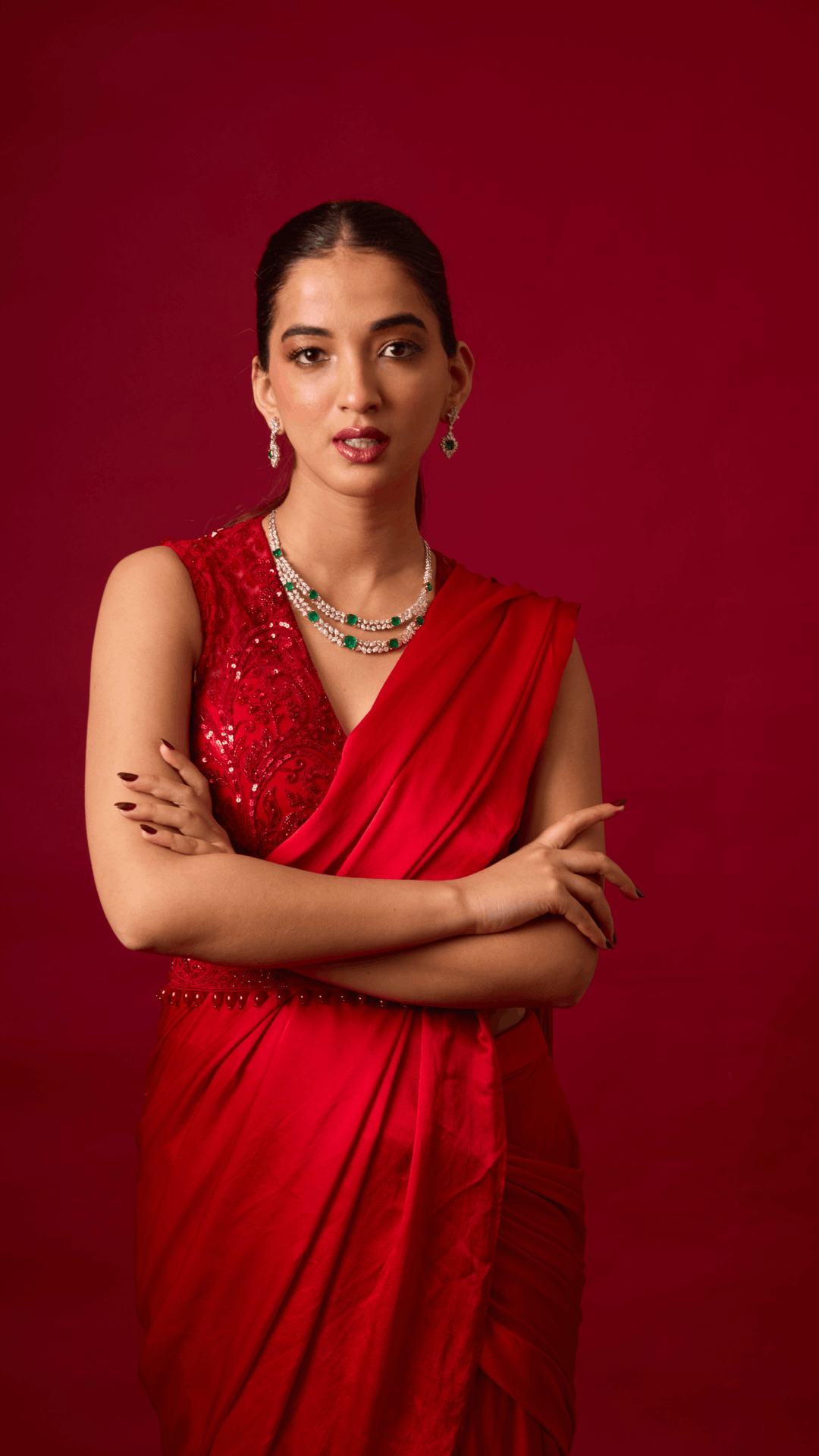 Midnight Ruby Saree Set