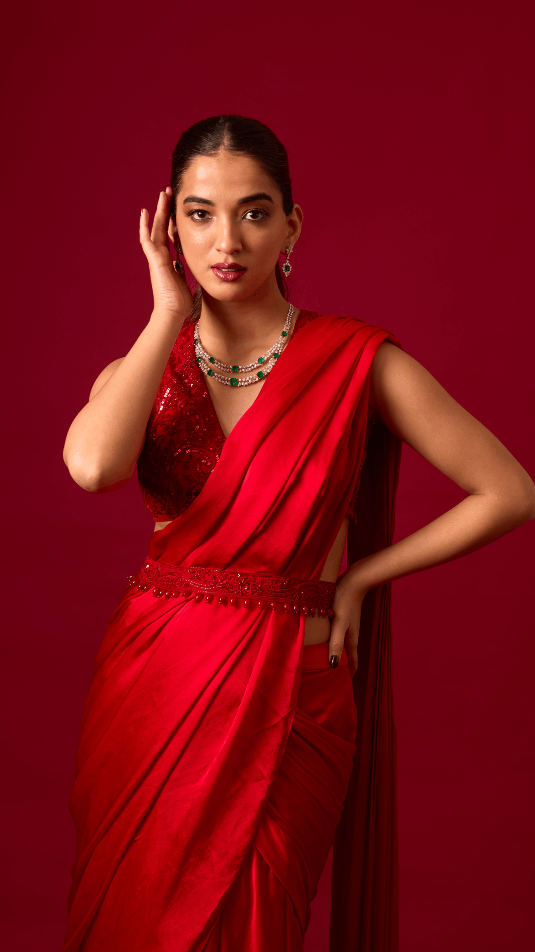 Midnight Ruby Saree Set