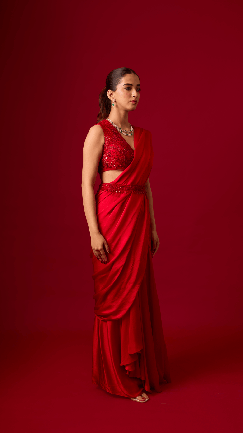 Midnight Ruby Saree Set