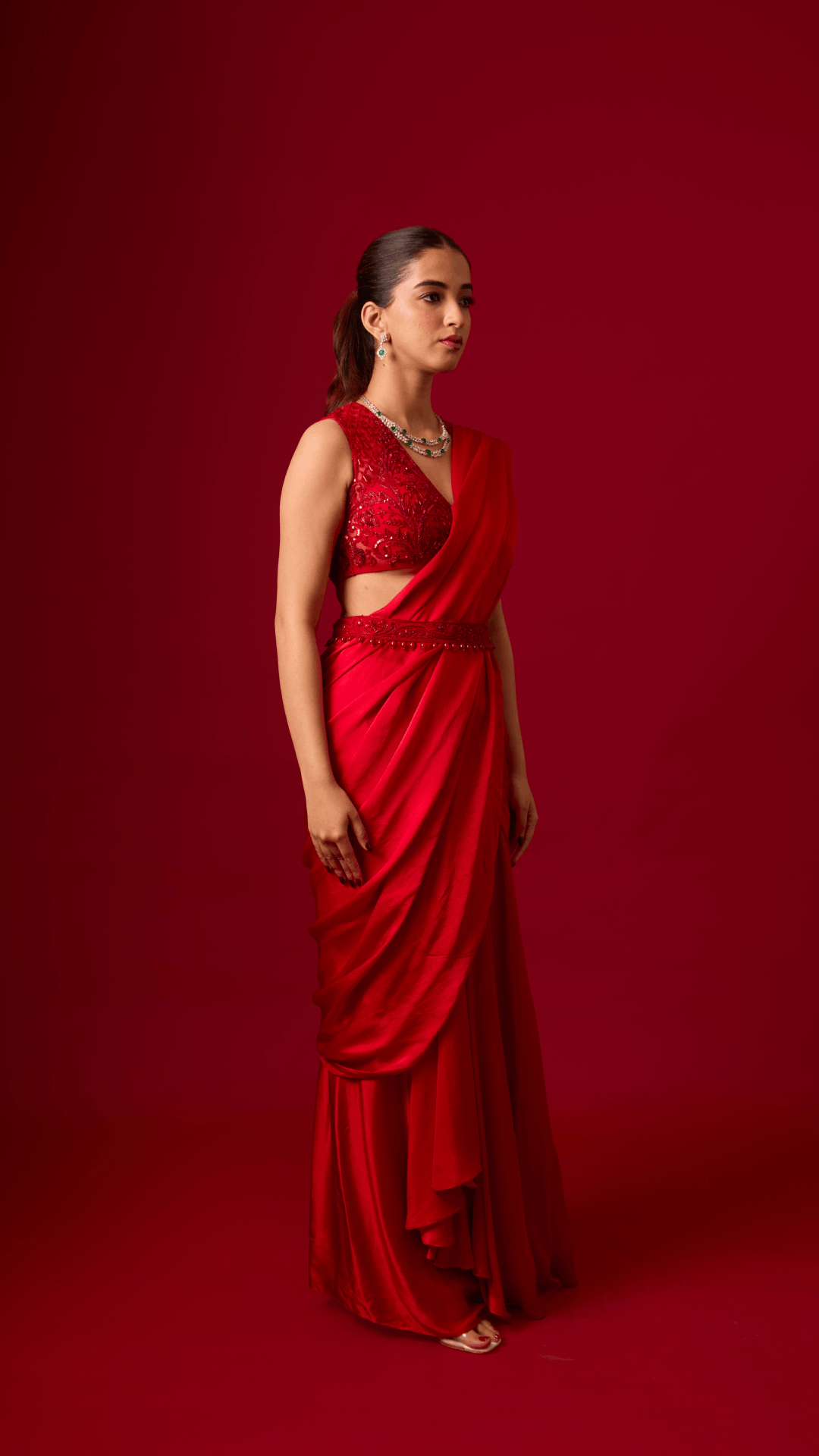 Midnight Ruby Saree Set