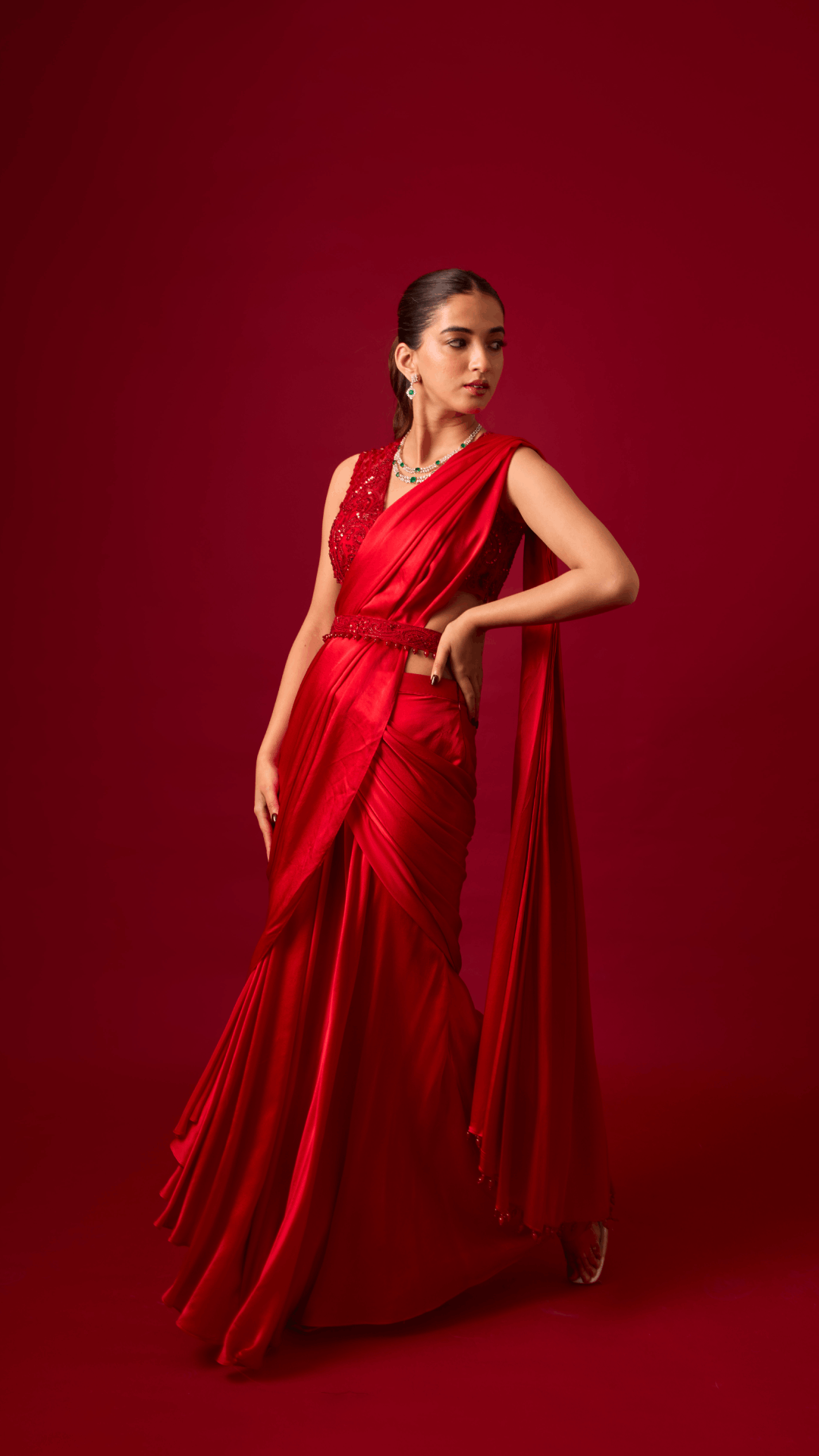 Midnight Ruby Saree Set