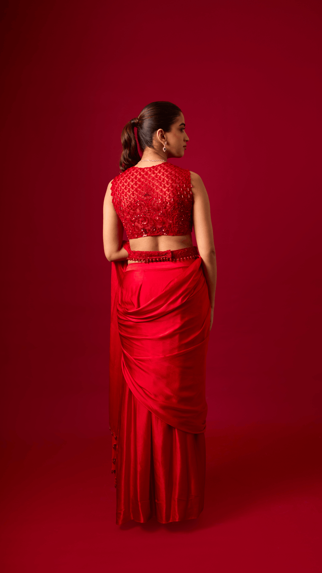 Midnight Ruby Saree Set