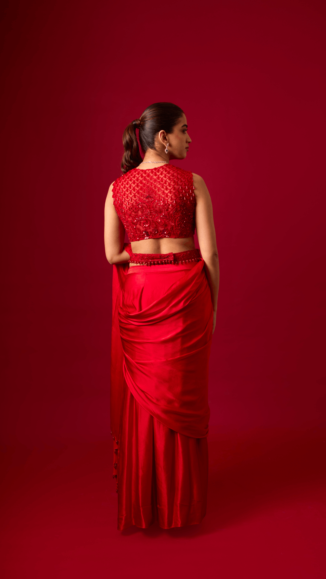 Midnight Ruby Saree Set
