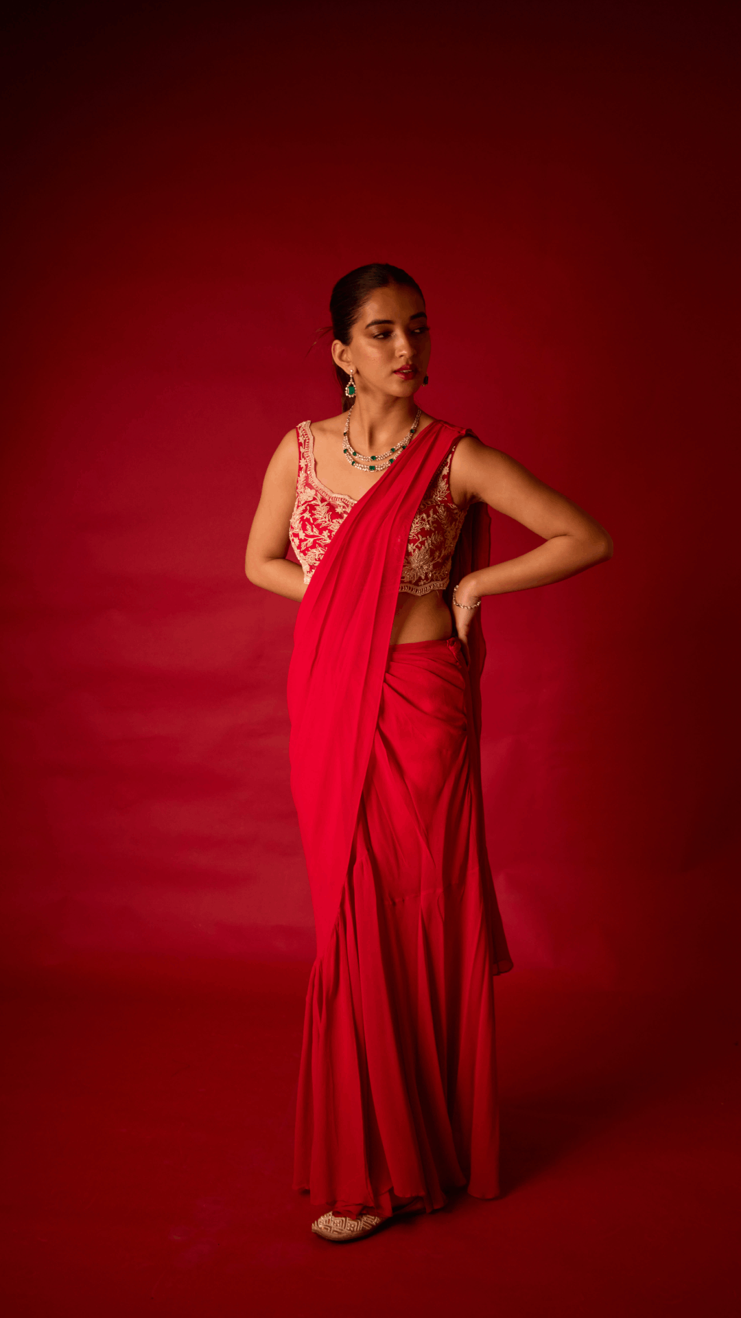 Scarlet Reverie Saree Set